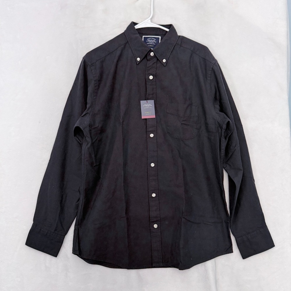Charles Tyrwhitt Shirt Mens M Black Classic Fit Business Casual Button Down